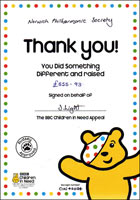 Children in Need Certificate