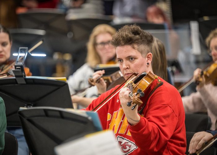 Norwich Philharmonic Orchestra and Chorus rehearsal, with Jill Morton, piano, Judy Louie Brown, mezzo-soprano, Matthew Andrews and Ashley Grote, conductors. Photograph Bill Smith for Norwich Phil.