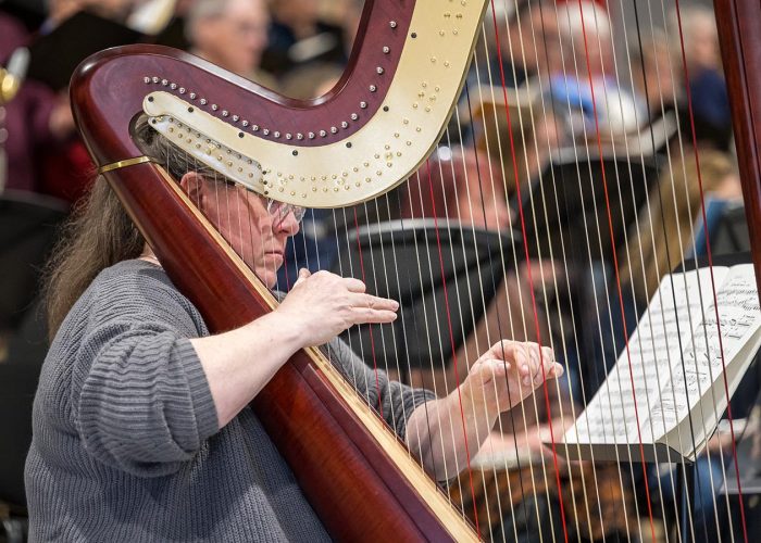 Norwich Philharmonic Orchestra and Chorus rehearsal, with Jill Morton, piano, Judy Louie Brown, mezzo-soprano, Matthew Andrews and Ashley Grote, conductors. Photograph Bill Smith for Norwich Phil.