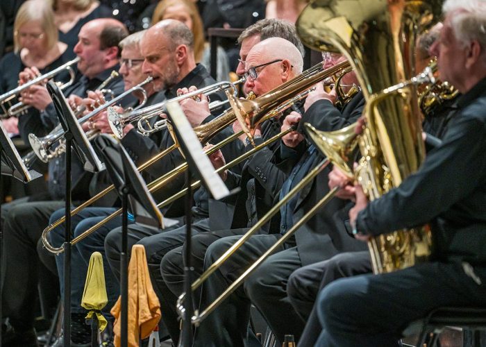 Norwich Philharmonic Orchestra and Chorus, with Jill Morton, piano, Judy Louie Brown, mezzo-soprano, Matthew Andrews and Ashley Grote, conductors. Photograph Bill Smith for Norwich Phil.